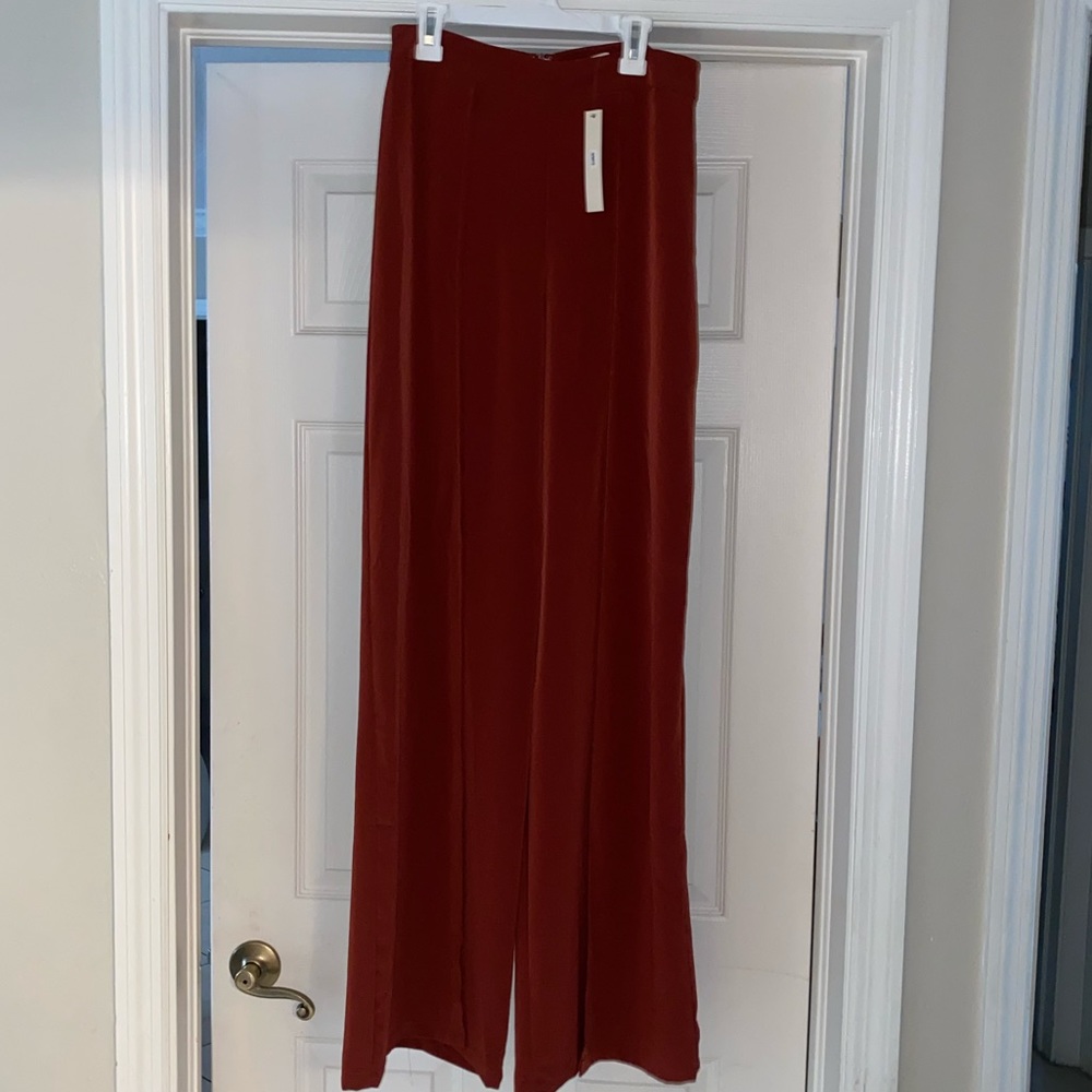Rust colored, wide leg pants